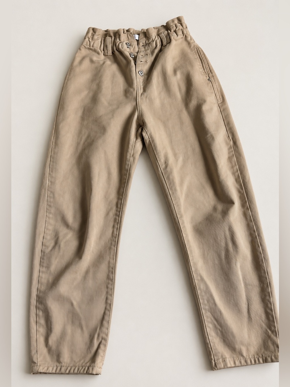 NWOT ZARA Beige Paperbag High Waist Tapered Ankle Pants with side pockets